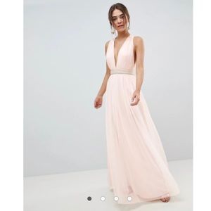 ASOS DESIGN tulle maxi dress, embellished waist.